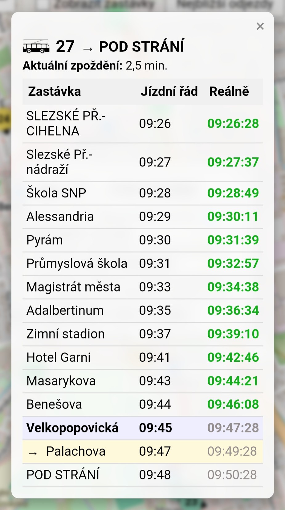 Jízdní řád spoje